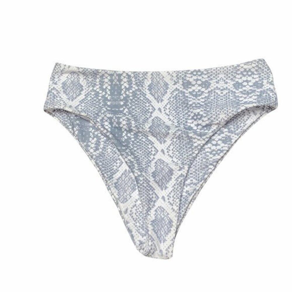 SHEIN Gray White Snakeskin Print Swim Suit Bottoms Women's Size Small